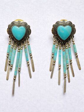 Sterling Silver and Turquoise Heart Dangle Earrings